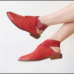 Free People Bryce Ankle Wrap Flat in Red